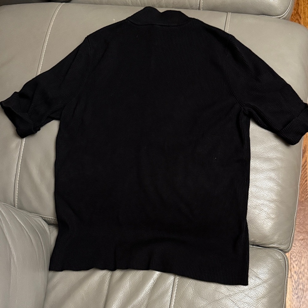 Chico's Black Ribbed Knit Mock Neck Top size 3 - Picture 3 of 5
